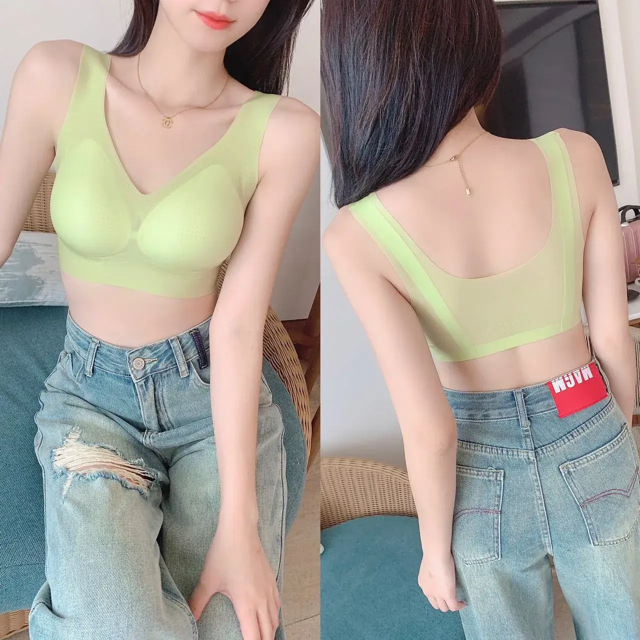 Naked Ice Silk Seamless Back Bra Vest Underwear - Image 3