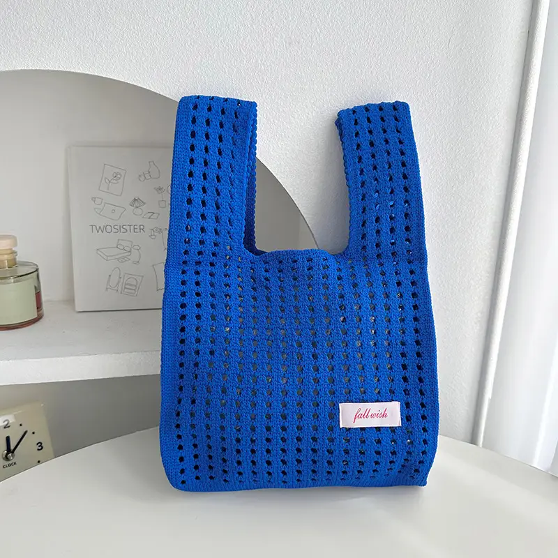 Green Knitted Vest Bag with Hollow Design - Image 11