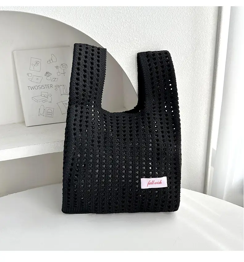 Green Knitted Vest Bag with Hollow Design — feature 10