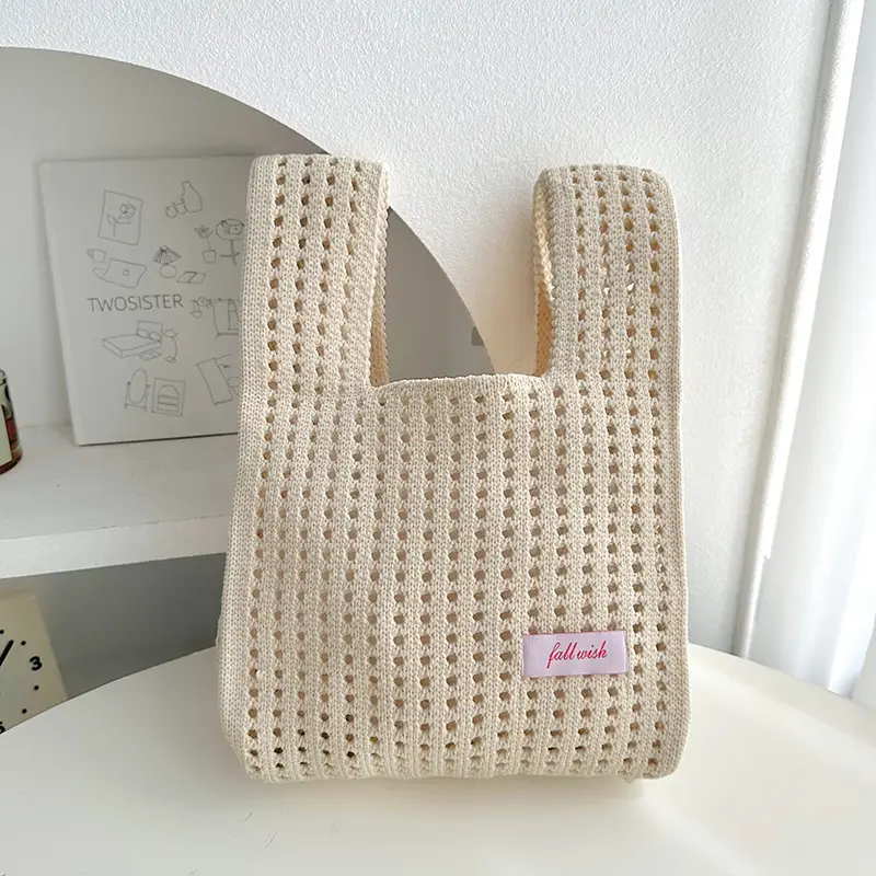 Green Knitted Vest Bag with Hollow Design - Image 6