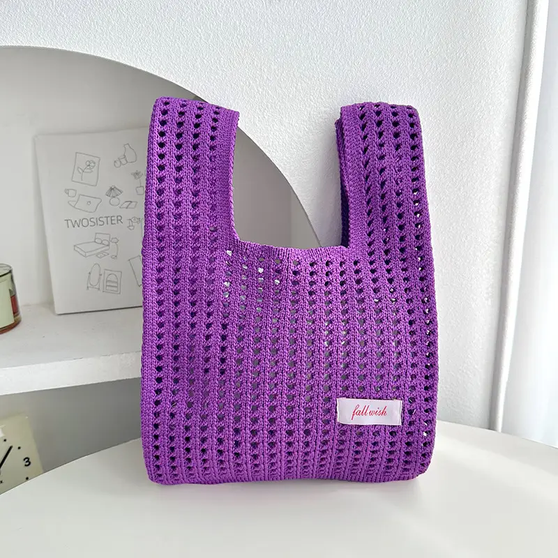 Green Knitted Vest Bag with Hollow Design - Image 7