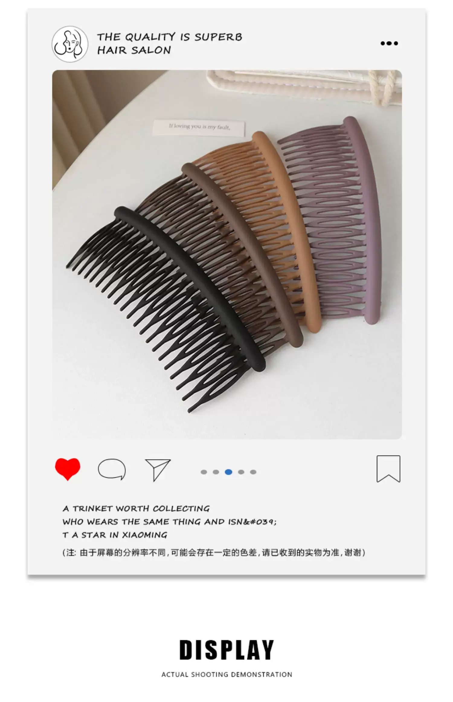 Black Non-Slip Hair Comb for Adult Bangs — feature 3