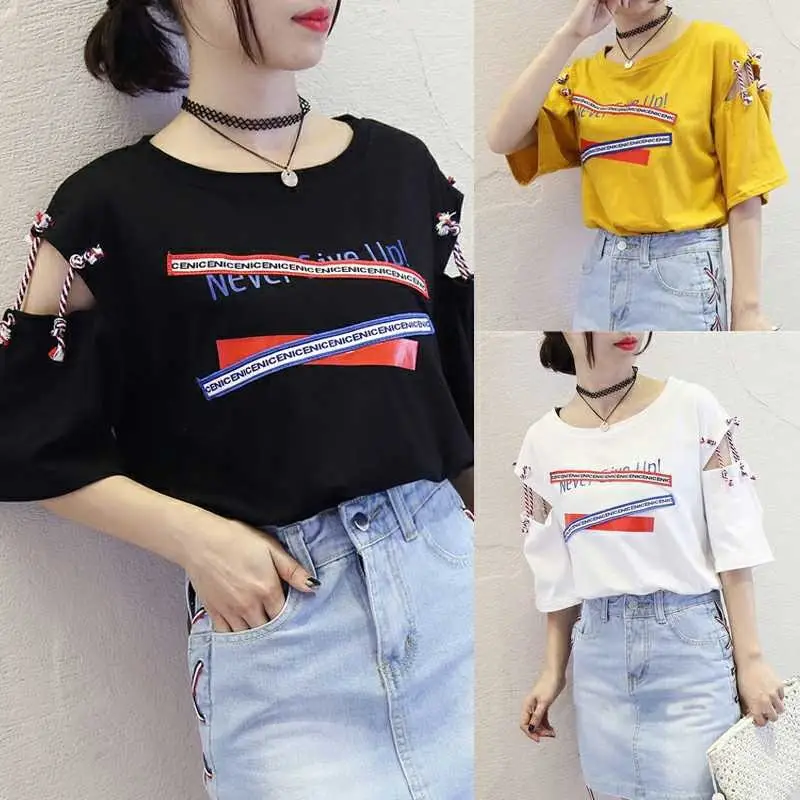 Women Retro Korean Style Yellow T-Shirt Shorts Set - Image 5