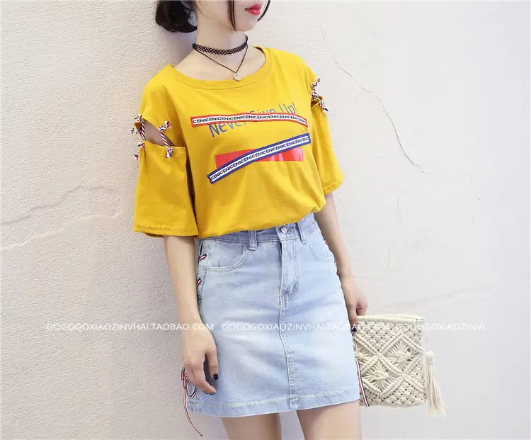 Women Retro Korean Style Yellow T-Shirt Shorts Set — feature 9
