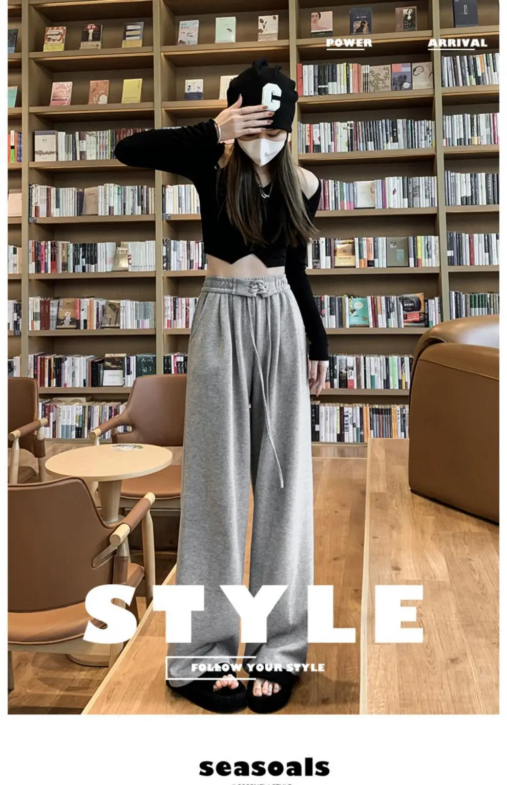 Grey Wide-leg Ice Silk Pants Women 2023 Summer — feature 14