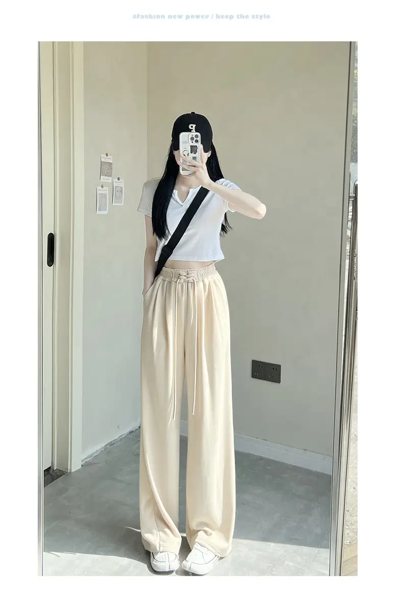 Grey Wide-leg Ice Silk Pants Women 2023 Summer — feature 17