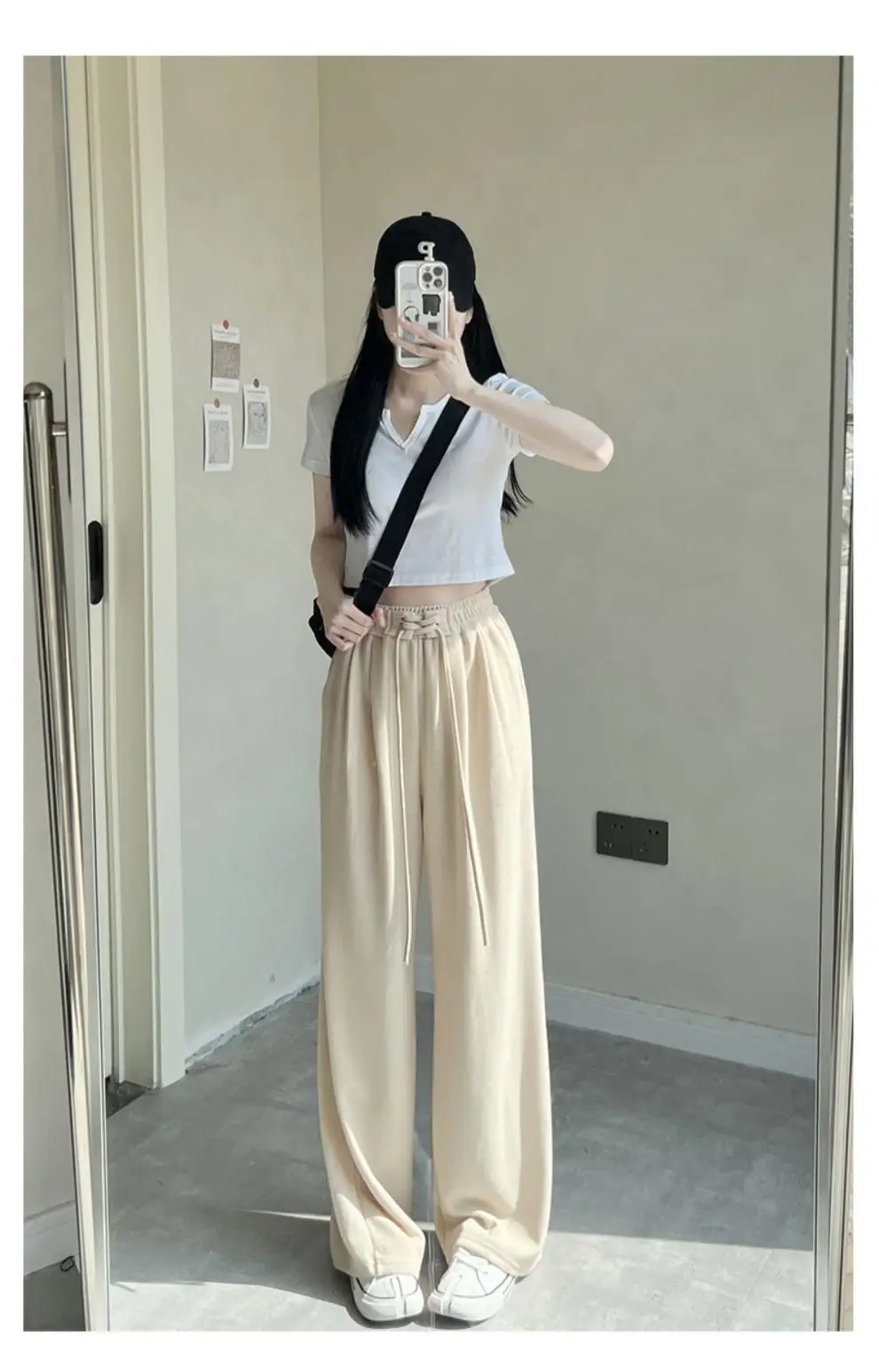 Grey Wide-leg Ice Silk Pants Women 2023 Summer — feature 18