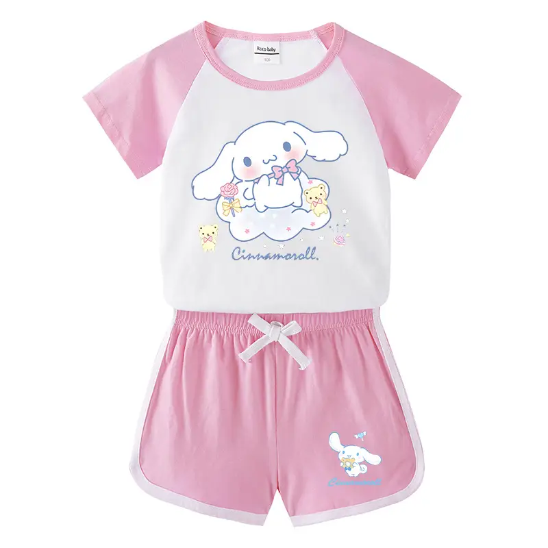 2023 Kids Summer T-Shirt Shorts Set Yellow White