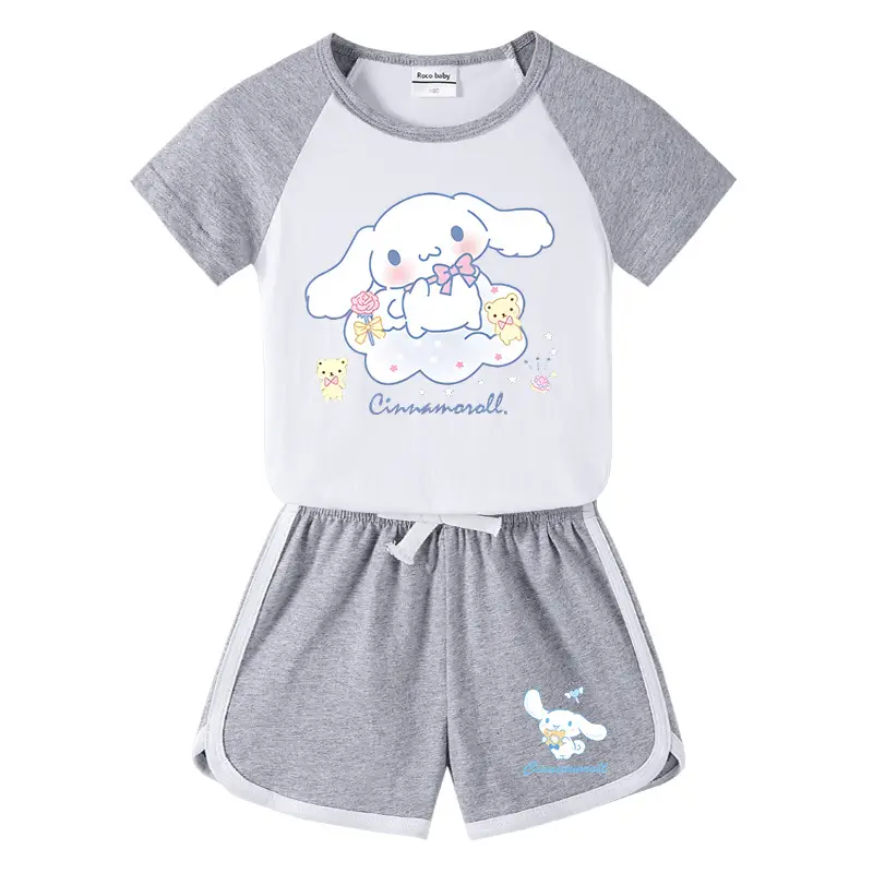 2023 Kids Summer T-Shirt Shorts Set Yellow White