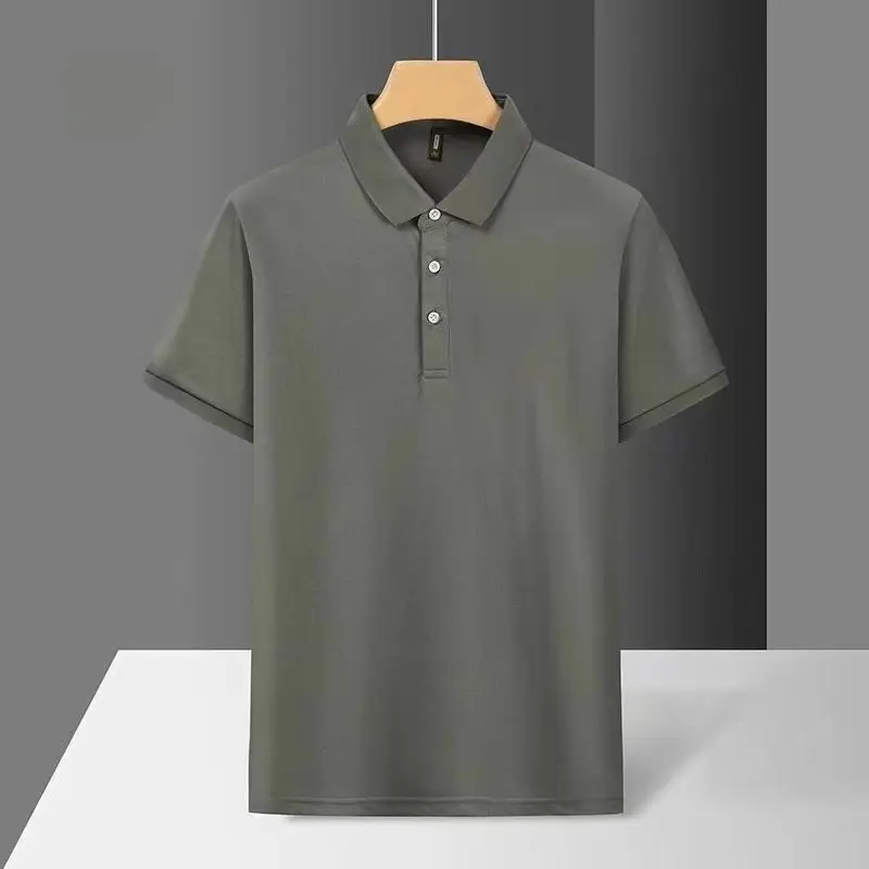 Men Light Blue Polo T-Shirt Short Sleeve Loose Summer