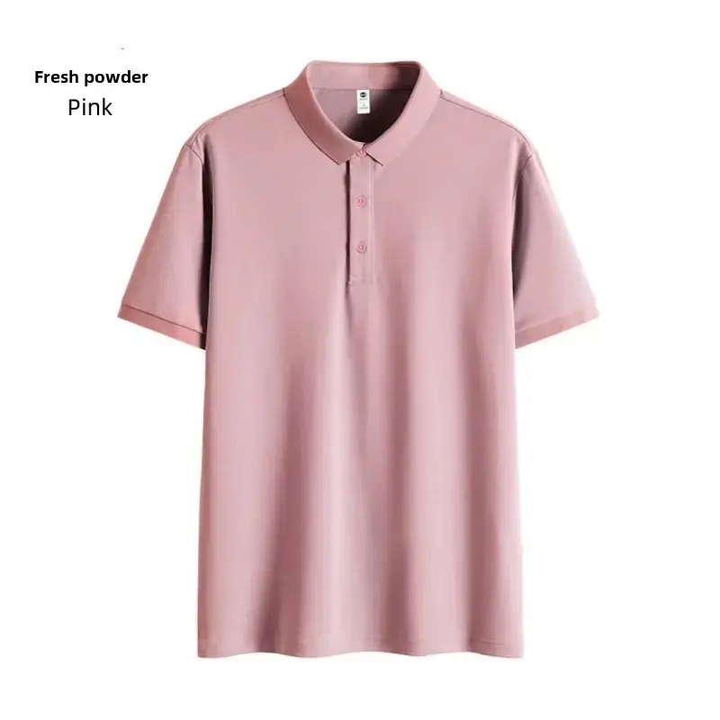 Men Light Blue Polo T-Shirt Short Sleeve Loose Summer