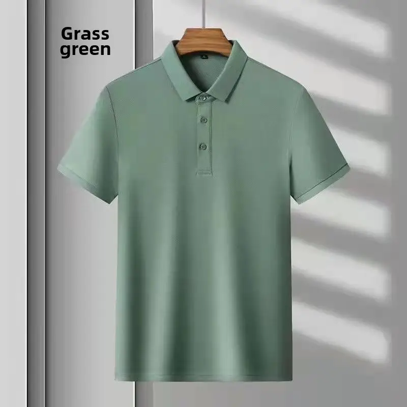 Men Light Blue Polo T-Shirt Short Sleeve Loose Summer