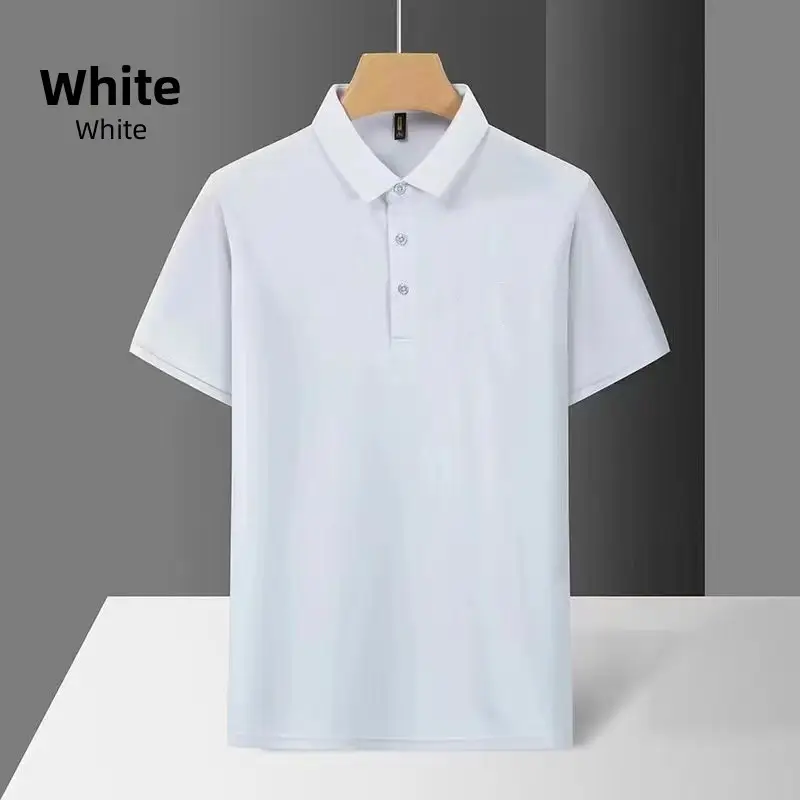 Men Light Blue Polo T-Shirt Short Sleeve Loose Summer