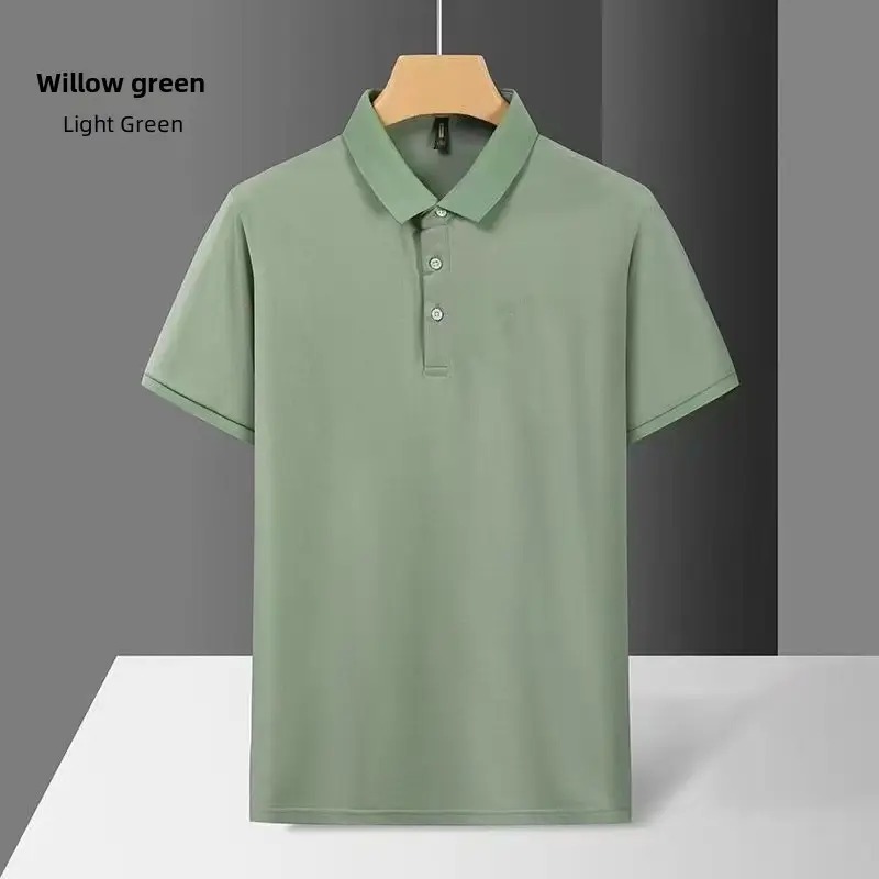 Men Light Blue Polo T-Shirt Short Sleeve Loose Summer