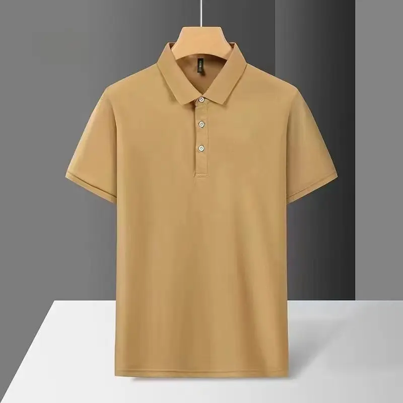 Men Light Blue Polo T-Shirt Short Sleeve Loose Summer