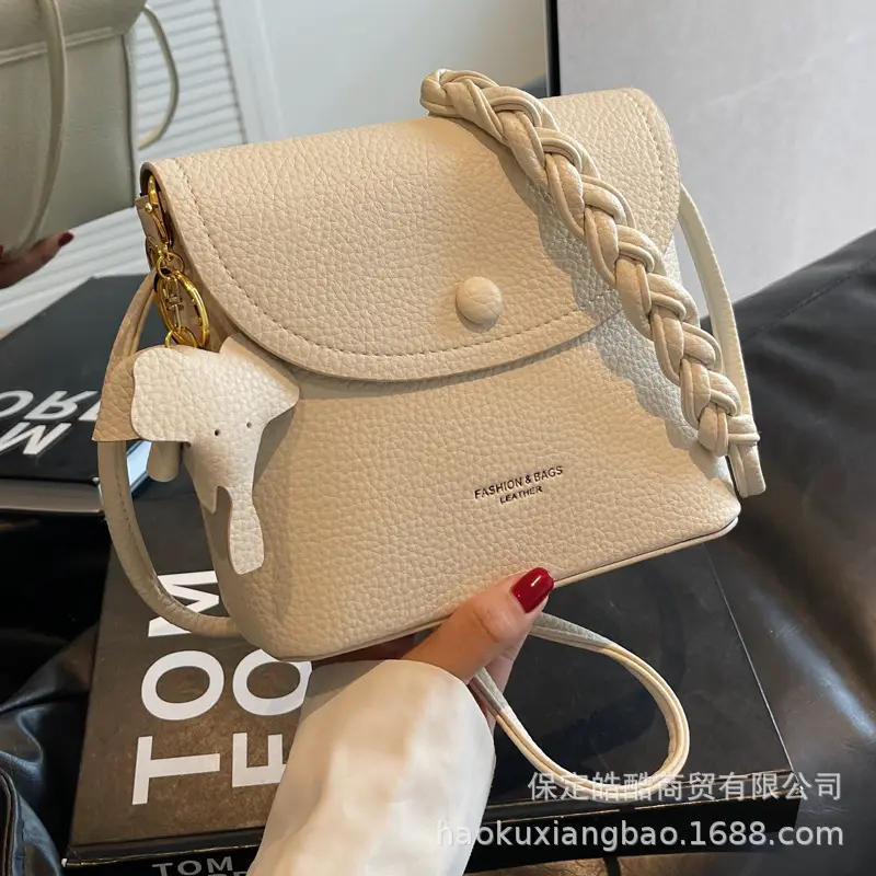 Women's Small Shoulder Messenger Bag Cream Textured - Image 5