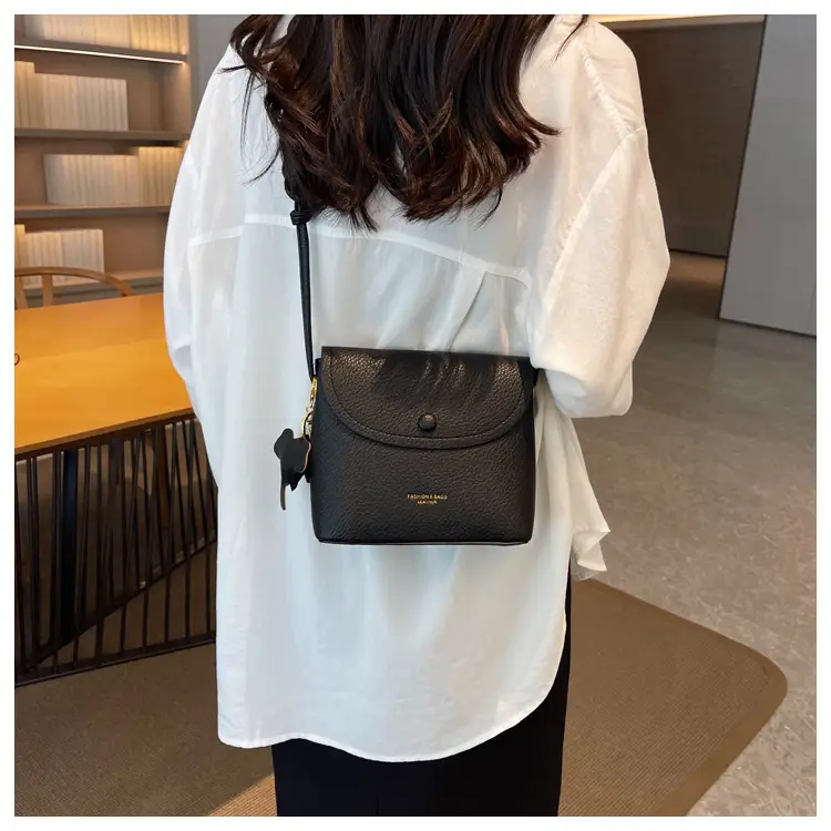 Women's Small Shoulder Messenger Bag Cream Textured — feature 10