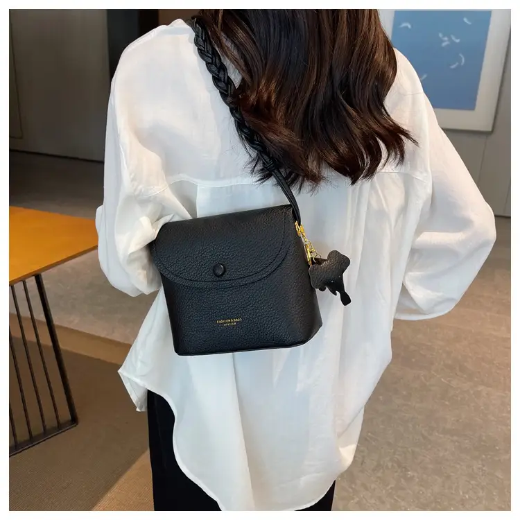 Women's Small Shoulder Messenger Bag Cream Textured — feature 13