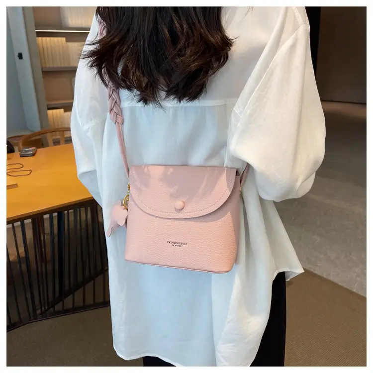 Women's Small Shoulder Messenger Bag Cream Textured — feature 14
