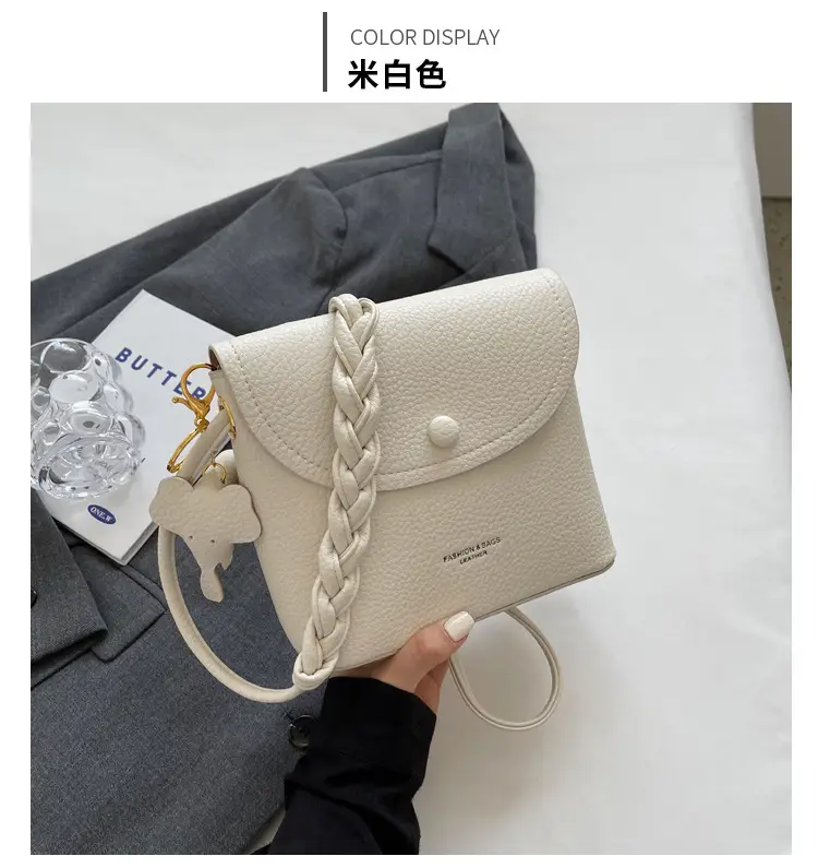 Women's Small Shoulder Messenger Bag Cream Textured — feature 19