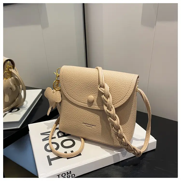 Women's Small Shoulder Messenger Bag Cream Textured — feature 21