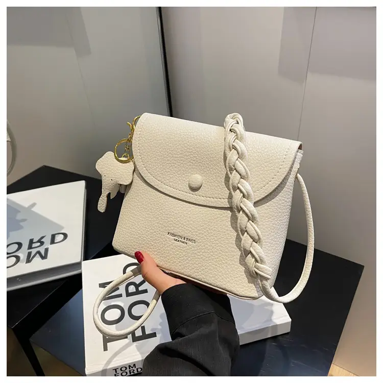 Women's Small Shoulder Messenger Bag Cream Textured — feature 22