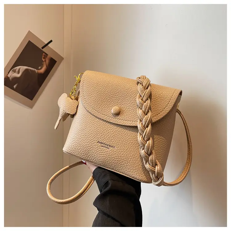 Women's Small Shoulder Messenger Bag Cream Textured — feature 23