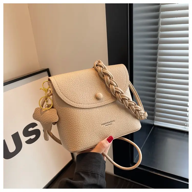 Women's Small Shoulder Messenger Bag Cream Textured — feature 24