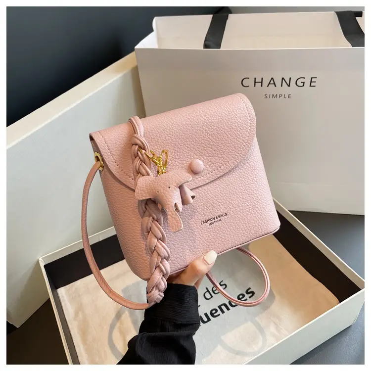 Women's Small Shoulder Messenger Bag Cream Textured — feature 26