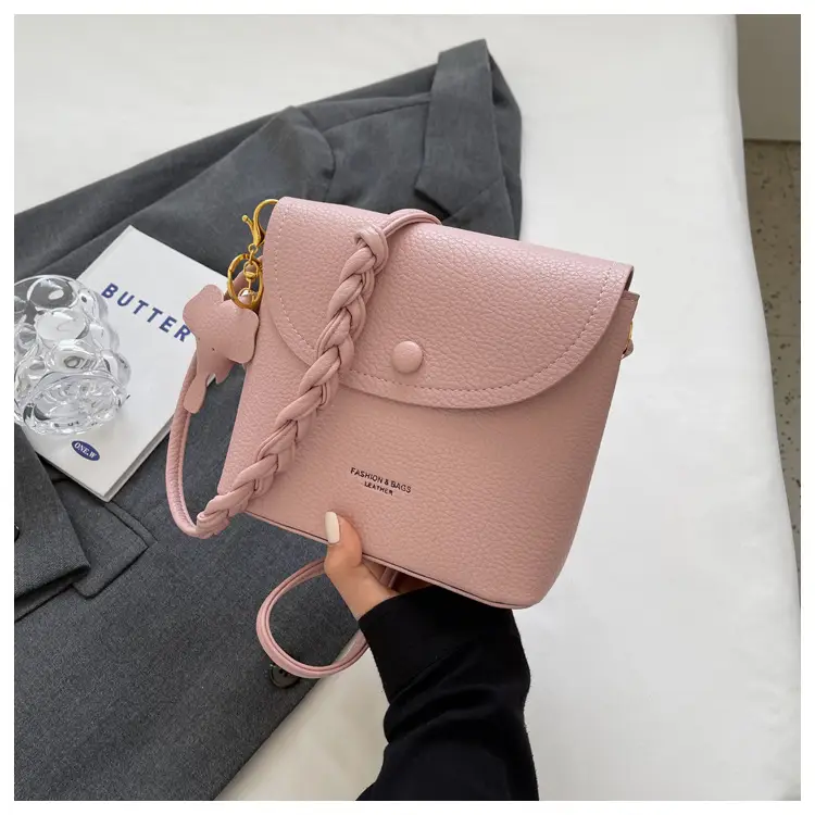 Women's Small Shoulder Messenger Bag Cream Textured — feature 27