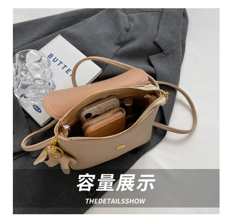 Women's Small Shoulder Messenger Bag Cream Textured — feature 6