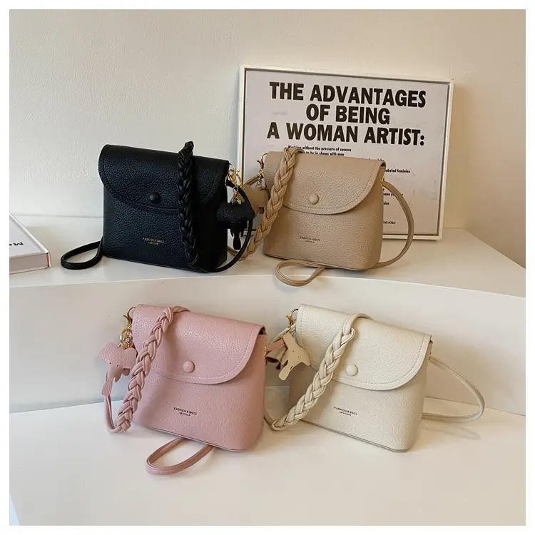 Women's Small Shoulder Messenger Bag Cream Textured — feature 8