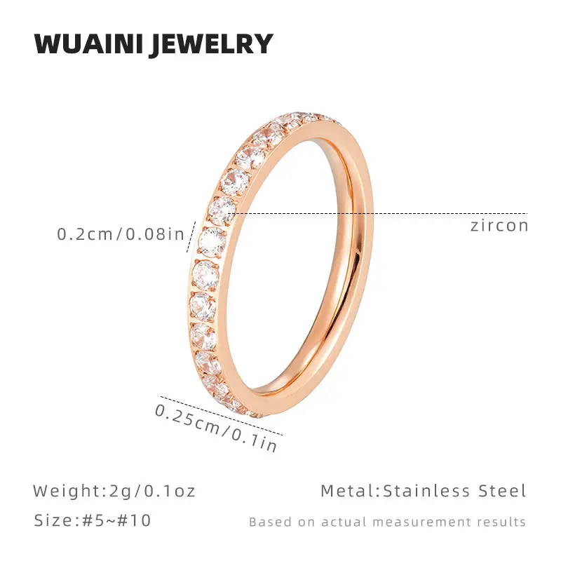 Super Flash Full Diamond Zircon Ring Ring Electroplated 18K Lap with Niche Ring Female Titanium Steel High Color Preservation Accessories Wholesale
