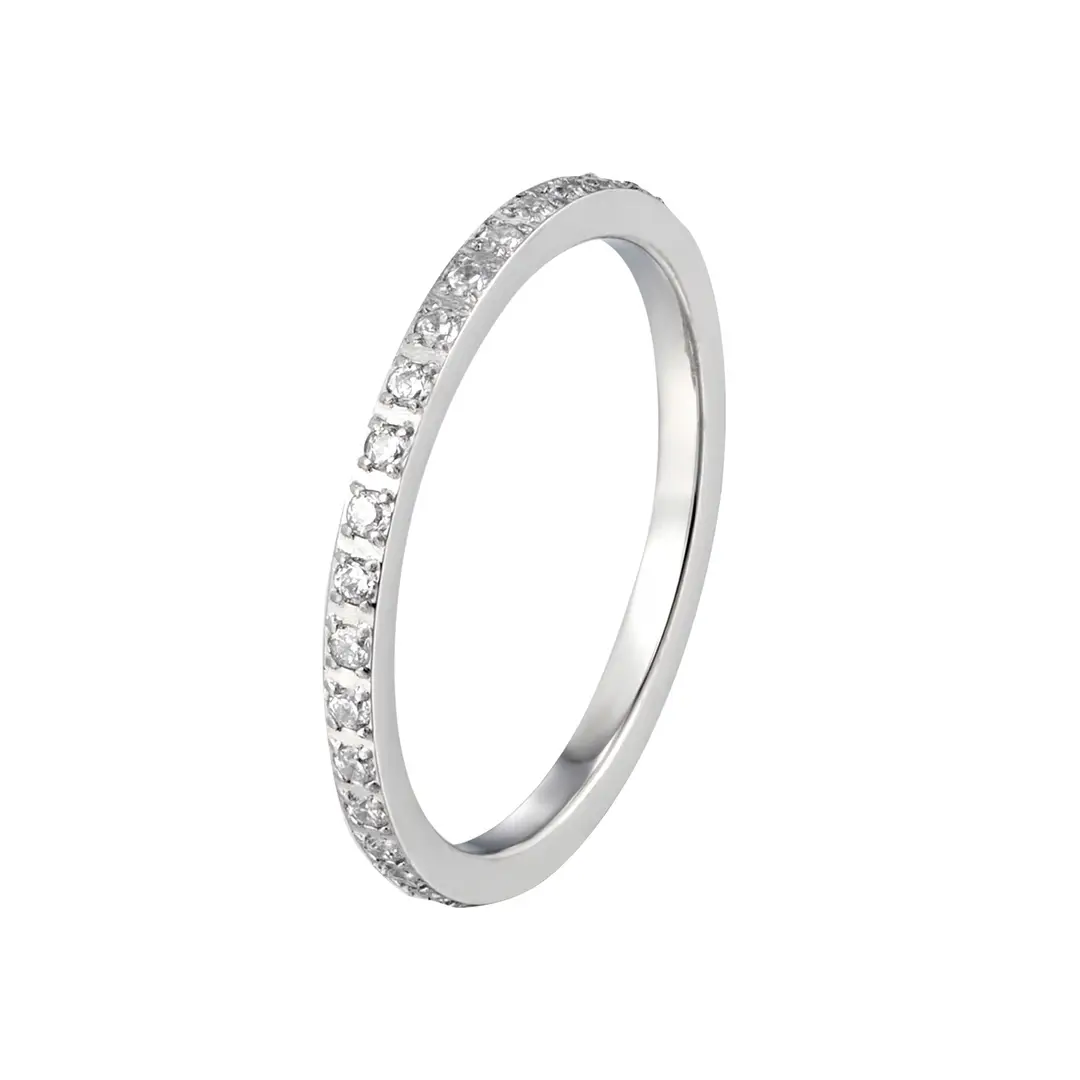 Super Flash Full Diamond Zircon Ring Ring Electroplated 18K Lap with Niche Ring Female Titanium Steel High Color Preservation Accessories Wholesale