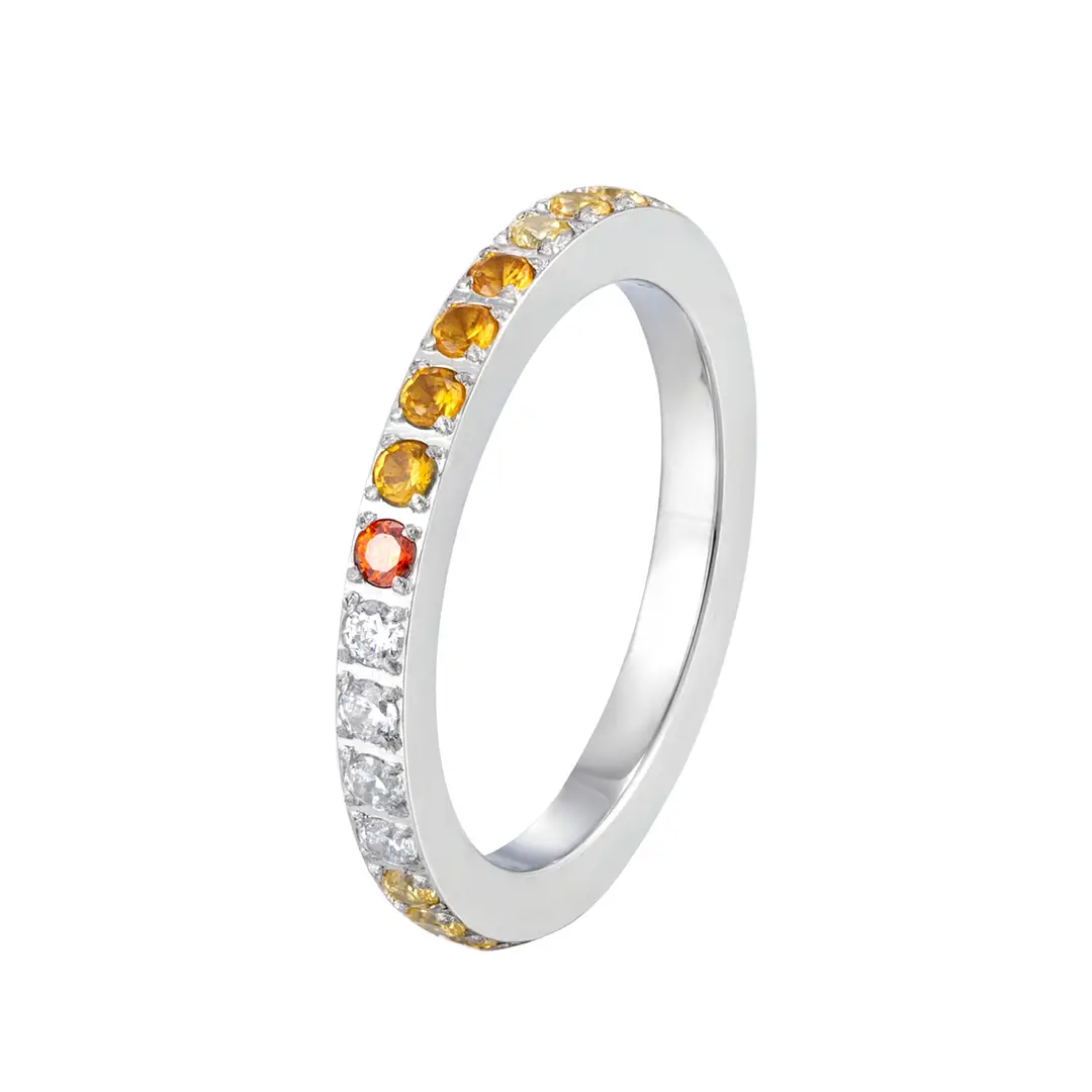 Super Flash Full Diamond Zircon Ring Ring Electroplated 18K Lap with Niche Ring Female Titanium Steel High Color Preservation Accessories Wholesale