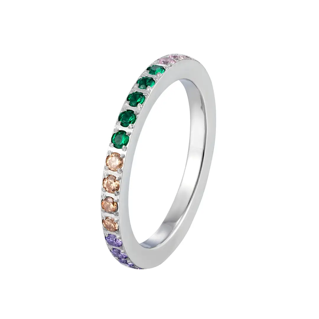 Super Flash Full Diamond Zircon Ring Ring Electroplated 18K Lap with Niche Ring Female Titanium Steel High Color Preservation Accessories Wholesale
