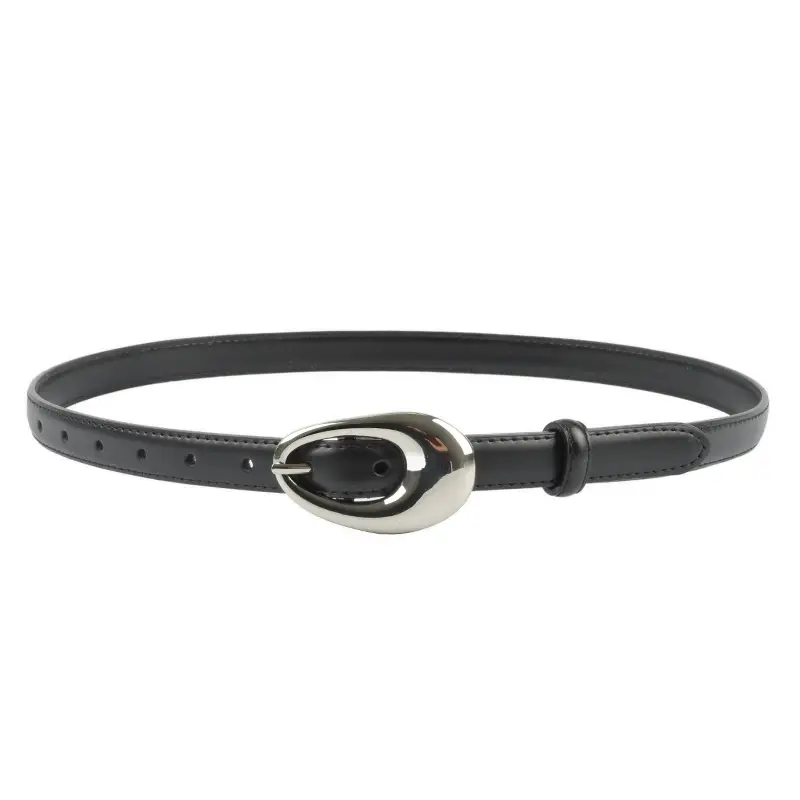 Women's Genuine Leather Belt Black Textured South Korea Dress Suit Jeans - Image 13