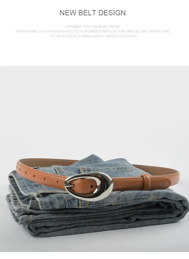 Women's Genuine Leather Belt Black Textured South Korea Dress Suit Jeans β feature 11