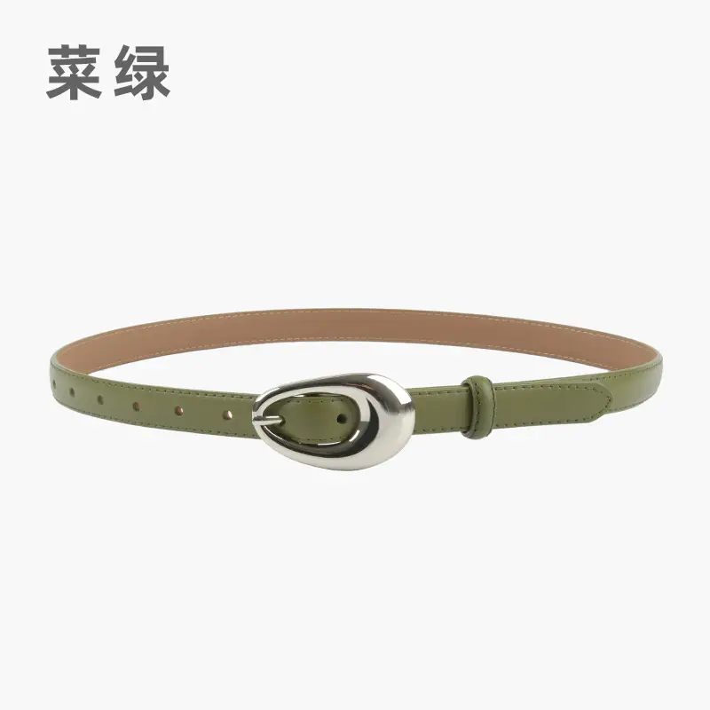 Women's Genuine Leather Belt Black Textured South Korea Dress Suit Jeans - Image 3