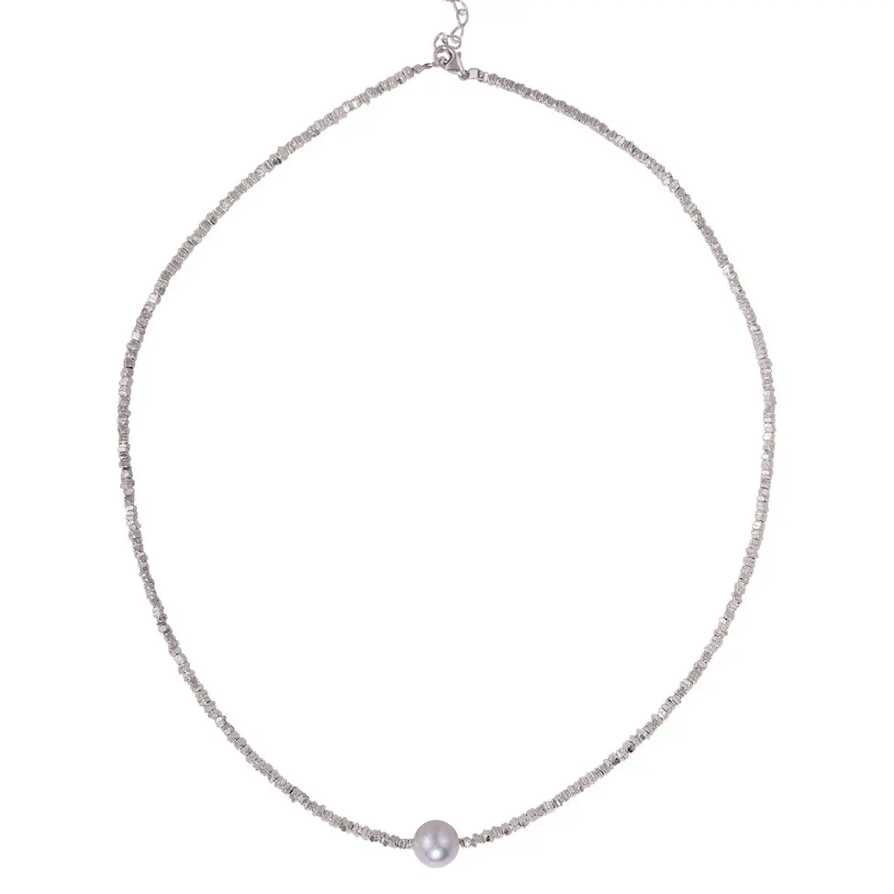 Broken Silver Pearl Necklace for Women - Image 11