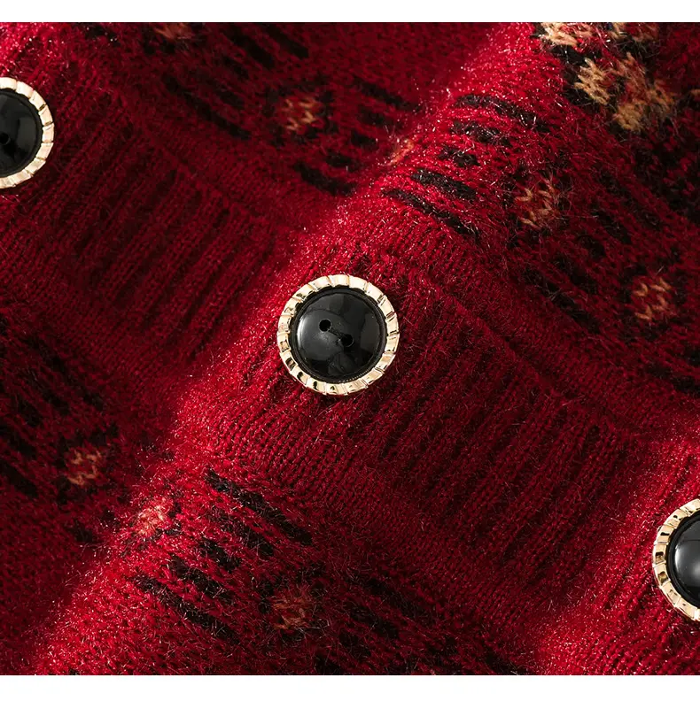 Mom's Knitted Cardigan Vest Navy Blue Floral Embroidered — feature 21