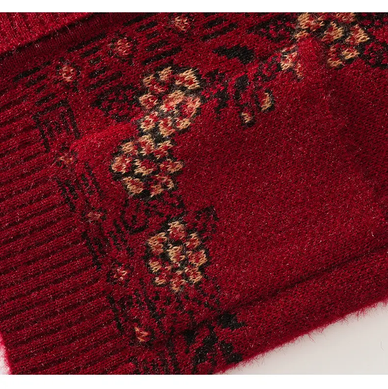 Mom's Knitted Cardigan Vest Navy Blue Floral Embroidered — feature 22