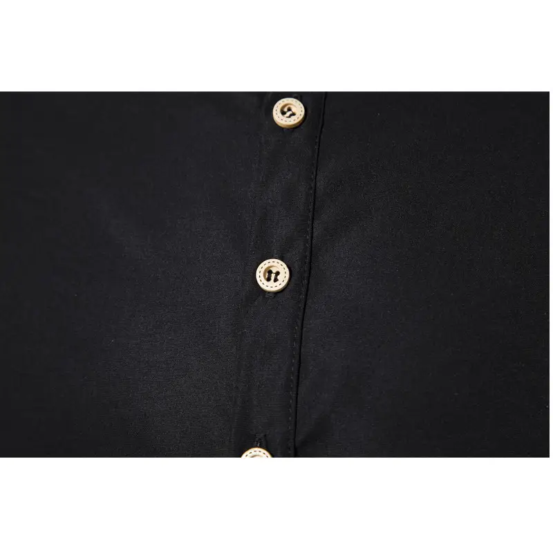 Men's Black Stand Collar Short Sleeve Shirt — feature 15