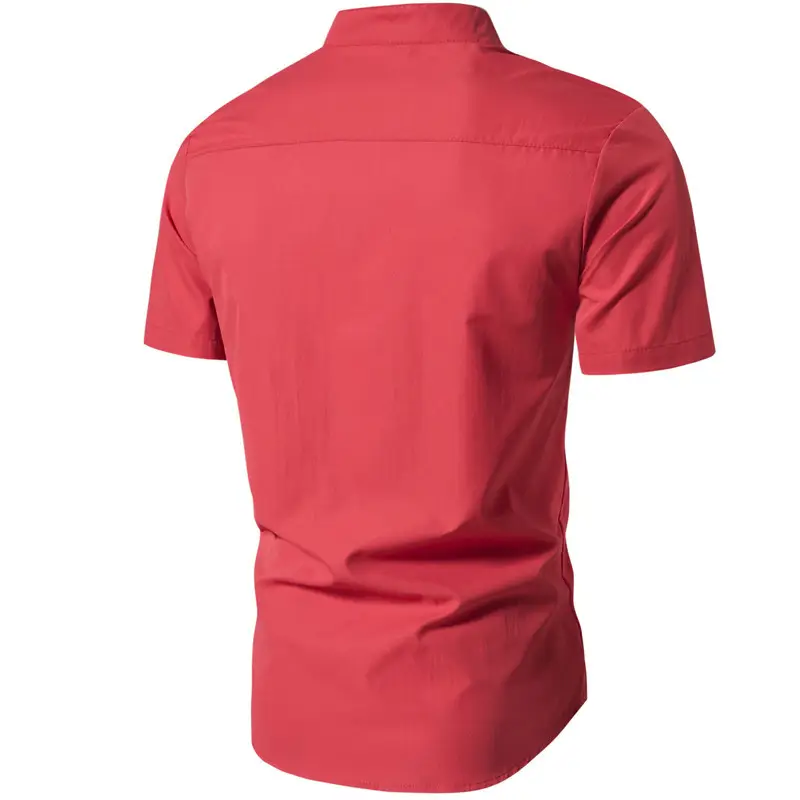 Men's Black Stand Collar Short Sleeve Shirt — feature 22