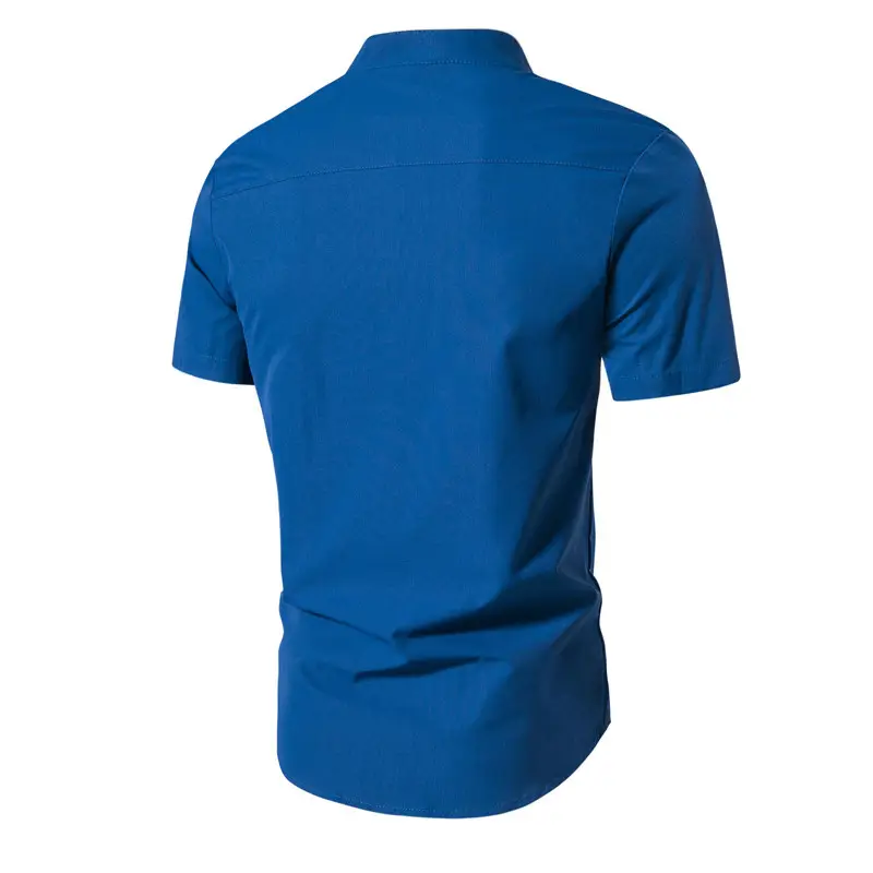 Men's Black Stand Collar Short Sleeve Shirt — feature 36