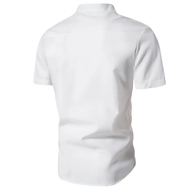 Men's Black Stand Collar Short Sleeve Shirt — feature 4