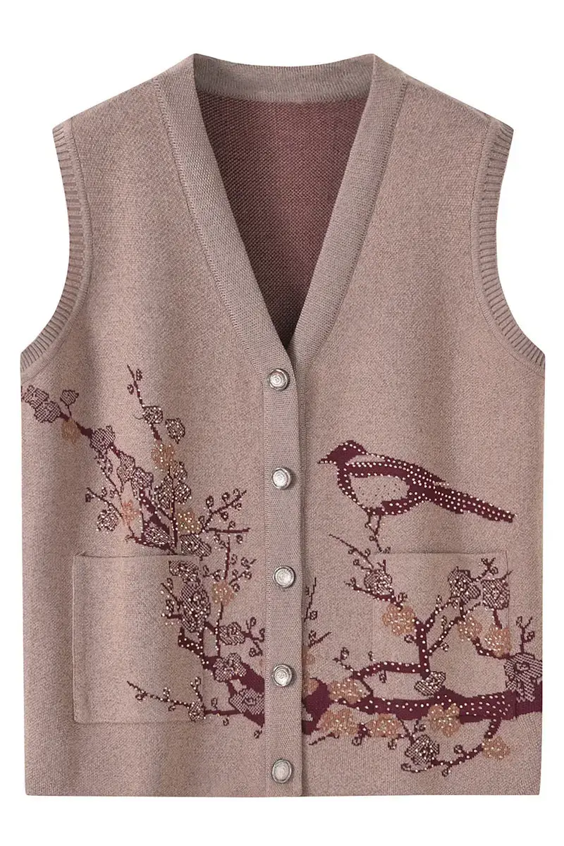 Green Embroidered Sleeveless Vest for Women - Image 9