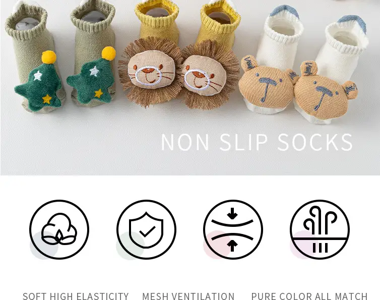 Newborn Cartoon Star Socks Green Yellow 0-3Y — feature 5