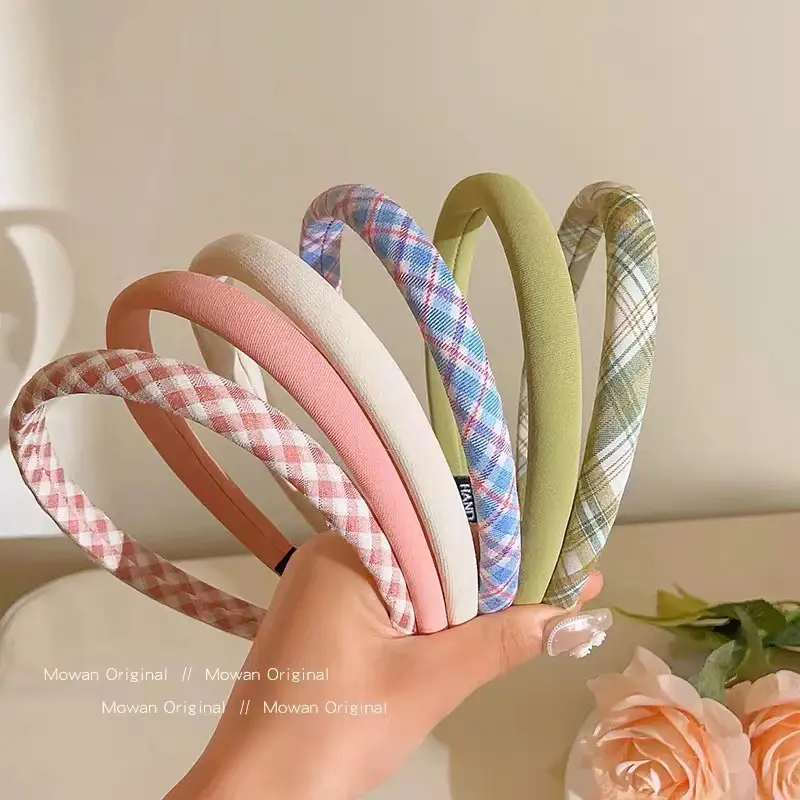 Summer Plaid Hair Hoop Joker Fabric Candy Color Sponge Head Hoop Simple Press Hair Stamp 2023 New - Image 7