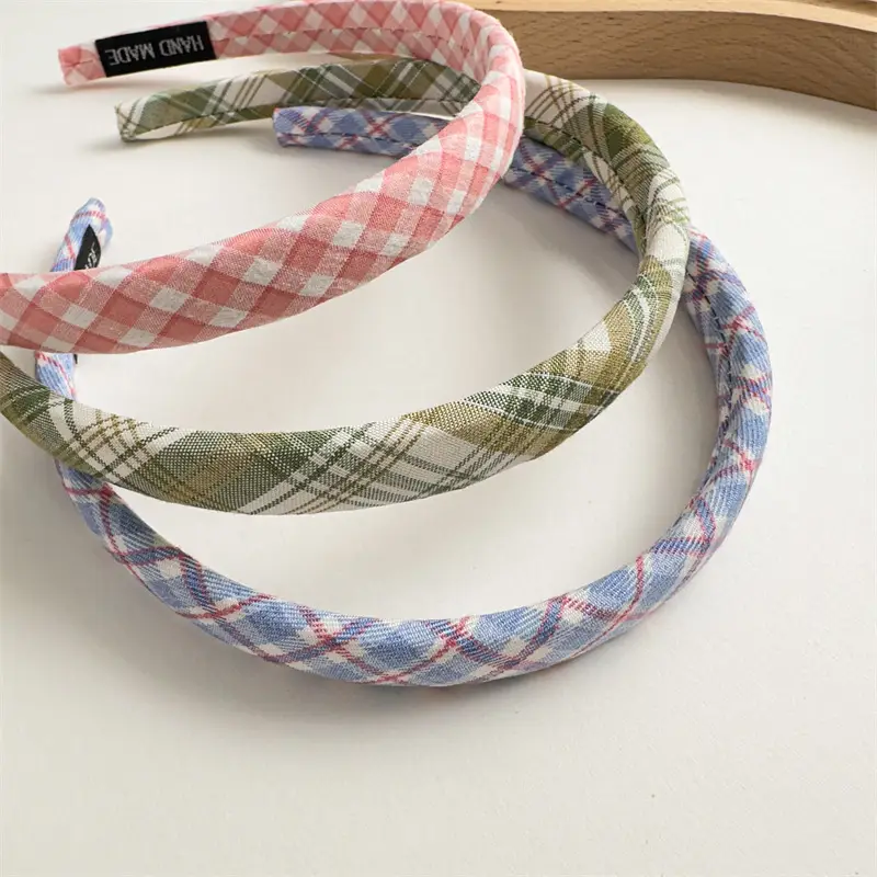 Summer Plaid Hair Hoop Joker Fabric Candy Color Sponge Head Hoop Simple Press Hair Stamp 2023 New - Image 8